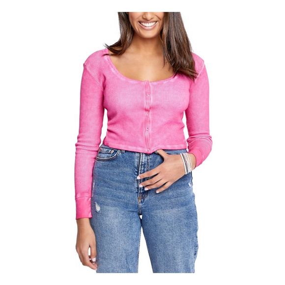 SUNDOWN BY SPLENDID Tops - SUNDOWN BY SPLENDID Womens Pink Long Sleeve Scoop Neck Top XL